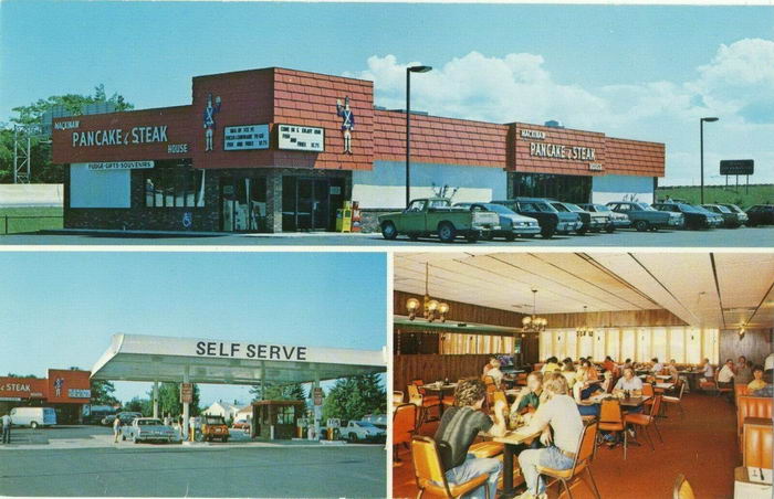 Mackinaw Pancake and Steak House - Old Postcard (newer photo)